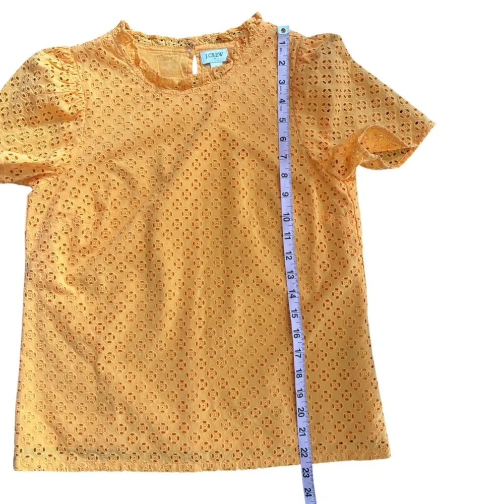 J. Crew Saffron Yellow Eyelet Puff-Sleeve Blouse XS